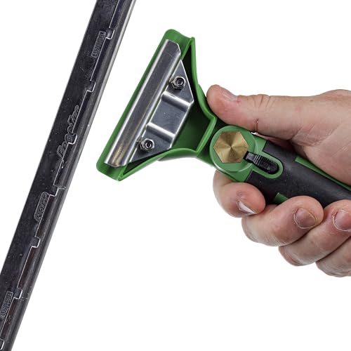 Image of Unger Commercial ErgoTec SwivelLoc Squeegee Handle, 0 Angle, Green /Black, Case of 5 - Ergonomic Swivel Handle for Low Window Cleaning LS000