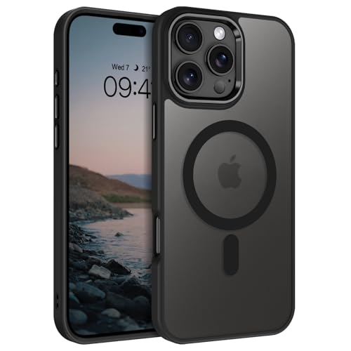 Image of BENTOBEN for iPhone 16 Pro Case [Compatible with Magsafe] Magnetic Matte Phone Case iPhone 16 Pro Translucent Slim Thin Shockproof Women Men Protective Cover Cases for iPhone 16 Pro 6.1 inch 2024, Black