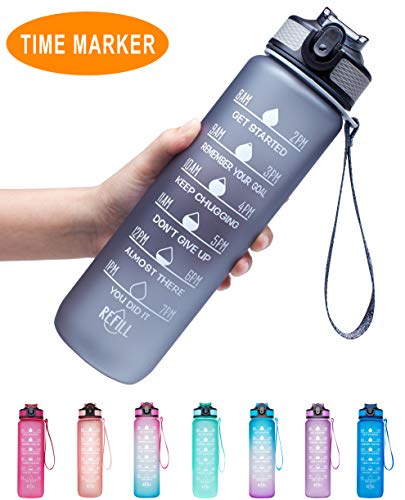 Venture Pal 32oz Leakproof Tritran BPA Free Water Bottle with Motivational Time Marker