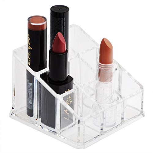 UNIS Clear Lipstick Holder 9 Compartment Display Case Makeup Organizer Storage