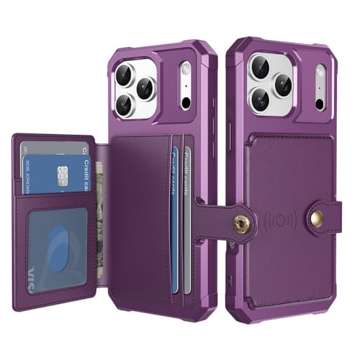 Évitez les rayures sur iPhone 14 Pro grâce à cet étui portefeuille cuir violet rigide