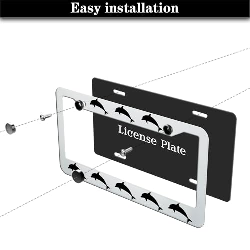 License Plate Frames for Women Black and White License Plate Protector for Men Dolphin Universal Aluminum Car Accessory 2 Pack with Screw Covers Set by Mostuwo - Image 7