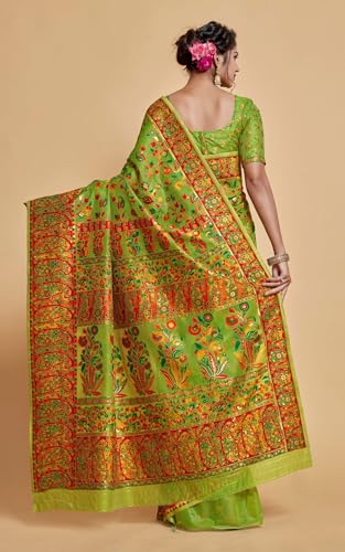 Bengal looms India Weaves of Elegance green kani silk saree – image 5