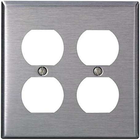 Leviton 2-Gang, Duplex Device Receptacle Wallplate, Standard Size, Device Mount, 84016-40, Stainless Steel image 3