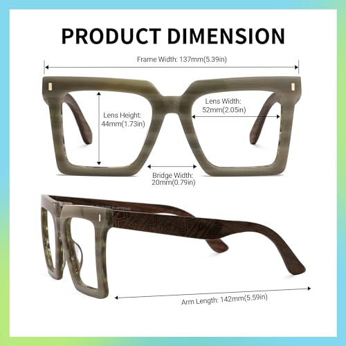 Image of Zeelool Vintage Square Wood Arm Eyeglasses Frame for Men with Non-prescription Clear Lens ZJGX320783-02 Grey