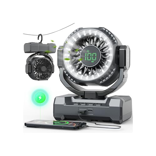 24000mAh Camping Fan, Portable Rechargeable Fan, Battery Powered Fan with