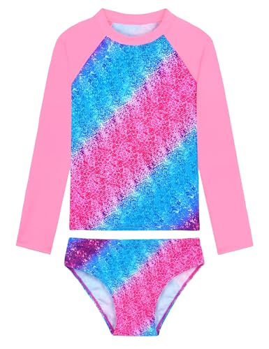 Image of Girls Rash Guard Swimsuit Two Pieces Adorable Swimswear Quick Dry Bathing Suit Long Sleeve