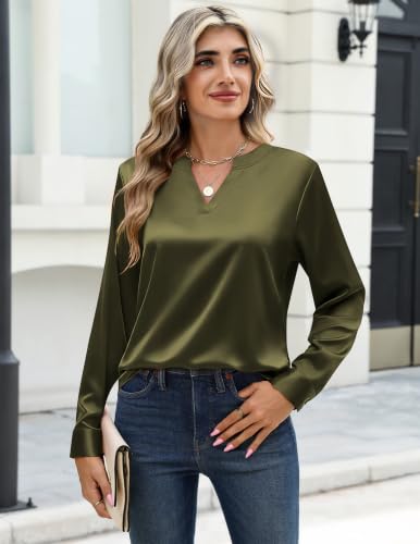 Zeagoo Silk Blouse For Women Long Sleeve Satin Shirt Casual Outfits - image 3