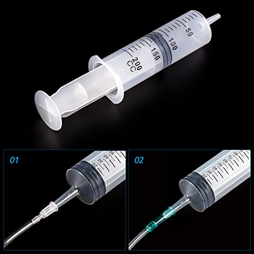 Image of 200ml /cc Syringes with Tube 40 Inch Handy Plastic Tubing and Adapter Tip