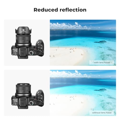 Image of K&F CONCEPT Lens Hood Compatible with Canon EF-M 15-45mm f /3.5-6.3 is STM & RF-S 18-45mm f /4.5-6.3 is STM Lens, Snap on Camera Lens Shade Replaces EW-53 Hood
