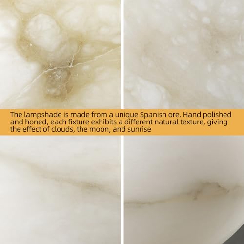 Sucelating YUNSHI-001 Natural Alabaster Pendant Lights Kitchen Island, Marble Layered Splicing Unique Shade D-5.9In Brass Canopy thumb #5