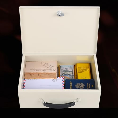 Coffre-fort résistant au feu compact blanc avec clé pour documents A4 - 6