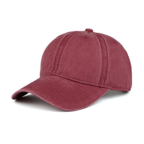 CANCA Vintage Washed Dyed Cotton Twill Low Profile Adjustable Baseball Cap (Purplish Red)