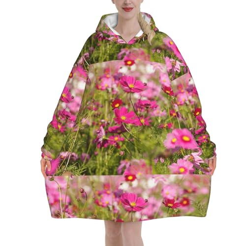 Sweat à capuche plaid en flanelle fleurs roses, cadeau idéal cocooning