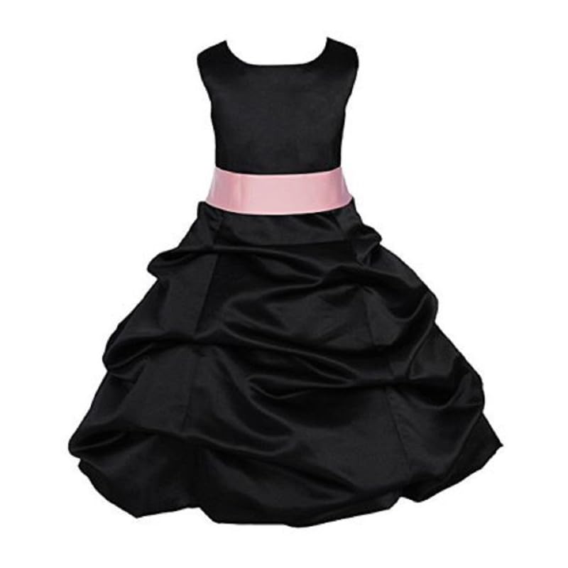 Wish Little Baby Girl Knee Length Frock Princess Dresses Kid's Satin Birthday Blue Infant Party Dress