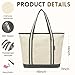 QYEPYUE Large Canvas Tote Bag for Women, Beach Bag with Zipper, Utility Tote Bag with 3 Front Pockets, Weekender Pool Bag
