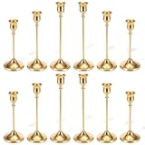 12 Pcs Brass Gold Taper Candle Holders Set, Tall Taper Candlestick Holders Vintage...