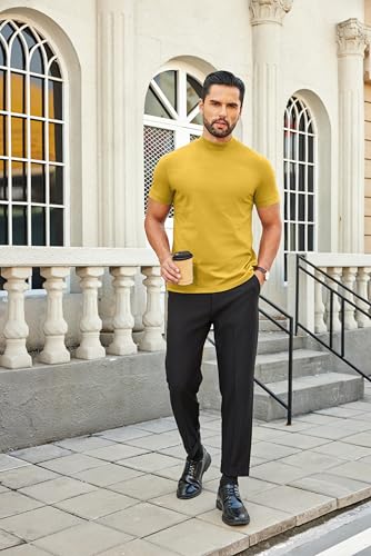 Image of COOFANDY Mens Mock Turtleneck Shirts Casual Premium Cotton Short Sleeve Shirt Basic Half Neck T-Shirts