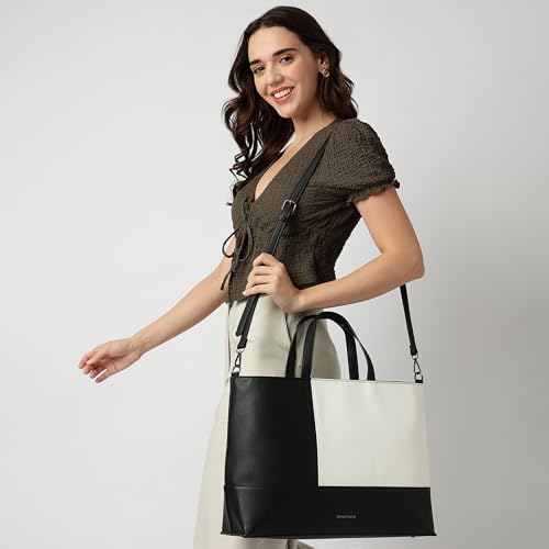 Image of Fastrack Colourpop Laptop Tote | Faux-Leather Women's Handbags | 15 inch Laptop Tote For Workwear And College, Black