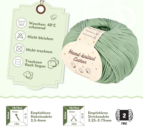 ilauke Häkelgarn-Set Baumwolle Mattgrün – Bild 3