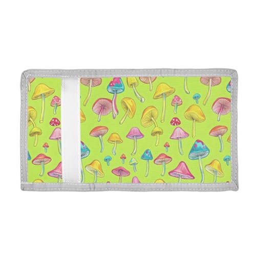 ALAZA Kids Wallets for Boys Girls Toddler Trifold Wallet Children Small Mushrooms Green with Zipper Coin Pocket2