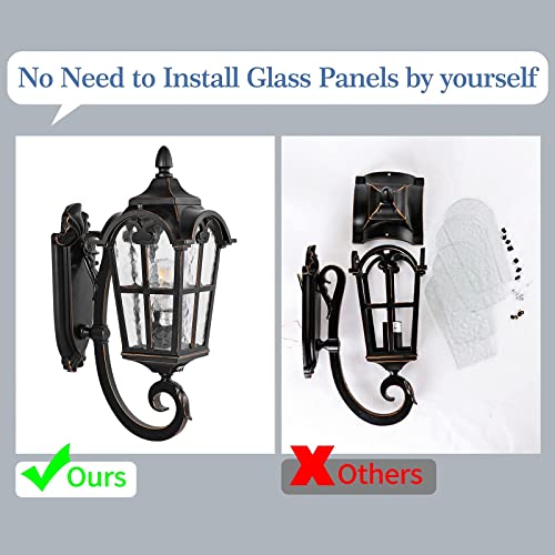 Black Roman Outdoor Light Fixture, 17.7"H Dusk To Dawn Outdoor Lighting Wall Light, Waterproof Outside Porch Light Wall Sconce, Exterior Wall Lantern Lamp With Water Glass For Garage Porch Doorway #TOP3