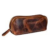 STILORD 'Glasgow' Brillenetui Leder für Lesebrille Sonnenbrille Tagesbrille Brillentasche Etui mit Reißverschluss Hülle Schutz Brille Echtes Vintage Leder, Farbe:Kara - Cognac