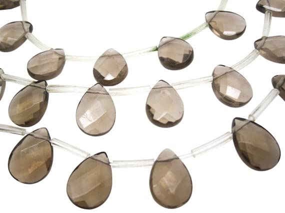 Quartz Fumé Perles Briolettes Poire Facettées 10x14mm pour Création Bijoux