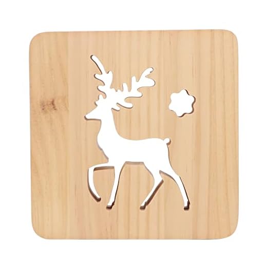 Trented 3D Wood Carving Lamp, USB Power Port Wood Carving Lamp Christmas Deer Shape for Restaurant