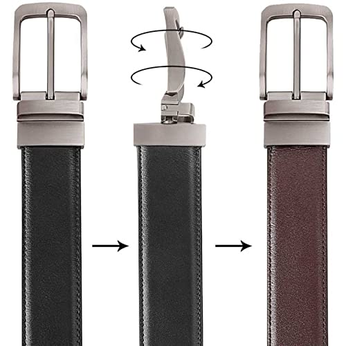 Image of USL Synthetic Leather Reversible Belt for Men, Black and Brown, Dual-Sided Design