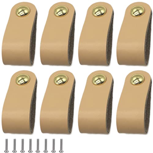 8-Stück Ledergriffe Möbel, Schrank Ledergriff, Lederschublade Zieht Schrankgriff, Ledergriff Mit Schrauben, Geeignet Für Alle Arten Von Schranktüren und Schubladen Cover