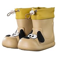 Toddler Boys Girls Wellies Cute Cartoon Duck Rubber Rain Boots Unisex Kids Non-slip Drawstrings Clousure Outdoor Waterproof Shoes for Child Black Blue Khaki Pink Yellow Green Size 2 3 1 13 4 6
