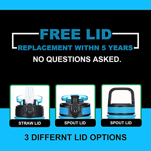 Insulated Water Bottle 20Oz For Adults Kids Stainless Steel Water Bottles With Straw/Chug/Carabiner 3 Lids Fruit Strainer Double Wall Vacuum Wide Mouth Bpa Free Sweat/Leak-Proof For School Travel #TOP1