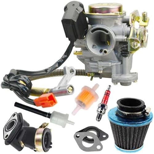 GY6 50CC 49CC Carburetor with Electric Choke for 4 Stroke Scooter Moped 139QMA 139QMB Taotao Engine PD18J Carb with Intake Manifold Air Filter kit
