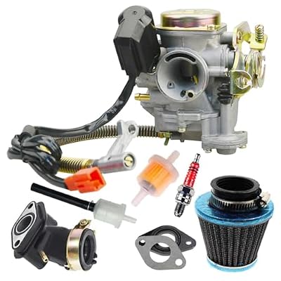 GY6 50CC 49CC Carburetor with Electric Choke for 4 Stroke Scooter Moped 139QMA 139QMB Taotao Engine PD18J Carb with Intake Manifold Air Filter kit