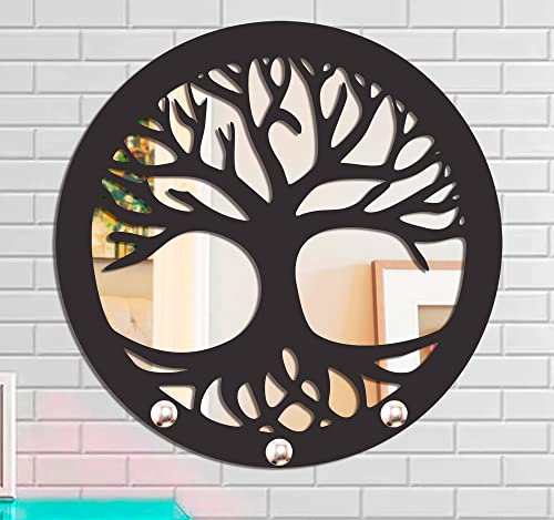 Porta Chaves Parede Espelhado Decorativo Gancho Chave Suporte Arvore da Vida Espelho