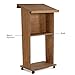 M&T Displays Dark Wood Plywood Stand up Floor-Standing Podium Lectern for Speaker with Poster Fast Microphone Slot Storage Shelf and 4 Locking Caster Wheels Conference Table 45 inch Height Beechwood