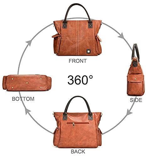 23“ Large Hobo Purses For Women Sturdy Top Handle Satchel Purses And Handbags Adjustable Strap Tote Shoulder Bags Leather Crossbody Bags With Side Pocket Brown #TOP5