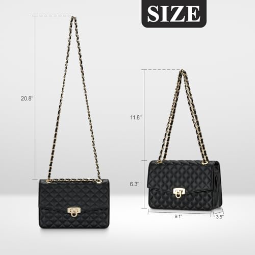 Quilted Crossbody Bag for Women, Vegan Leather Small Shoulder Purse with Chain Strap,Medium Clutch Handbag2