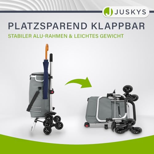 Juskys 3in1 Einkaufstrolley für Treppen - 56 L, modern & klappbar - Treppensteiger Trolley zum Shopping - Sackkarre & Tasche - Trolli Grau – Bild 8