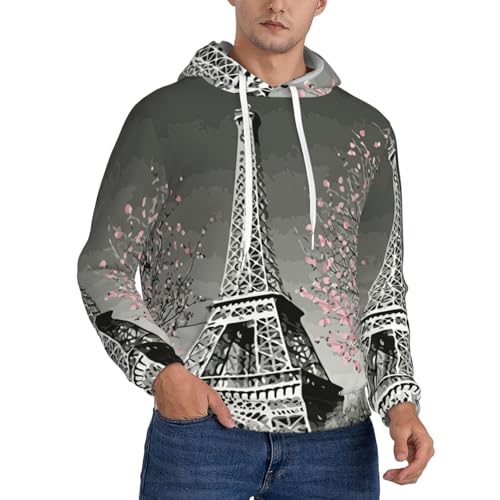 Sweat à capuche Paris Tour Eiffel homme polaire manches longues sport