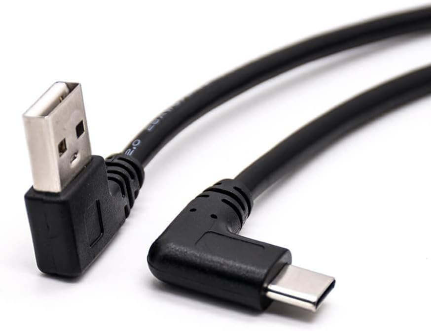 10PCS USB-a Adapter Cable Right Angle USB A 2.0 Male to Type-C Male Black USB Cable