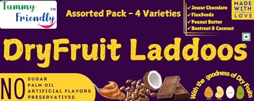 Image of TummyFriendly Dry Fruit Laddu. Healthy Dry Fruit Laddus with Dates - Sugar Free Snacks for Kids, Adults & Pregnant Women. Healthy snacks for kids. homemade dry fruit laddus. No Sugar. Dry Fruit Ladoo with Beetroot & Coconut (4X35g)