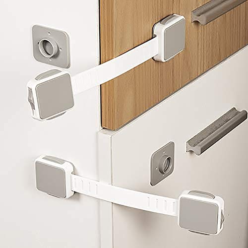 Vogueingtool Adjustable Child Safety Locks, Baby Proof Your Cabinets with No Trapped Fingers, Easy Install, No Tools Needed-Grey 1pcs