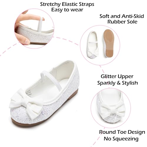 Image of PHIRAMIN Toddler Flower Girl Dress Shoes - Little Girl Mary Janes Flats Wedding