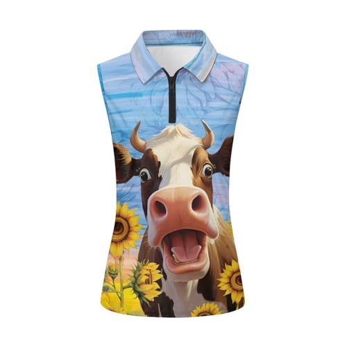 Womens Sleeveless Golf Shirts Zip Up V Neck Workout Tank Tops Quick Dry Lightweight Athletic Tops2