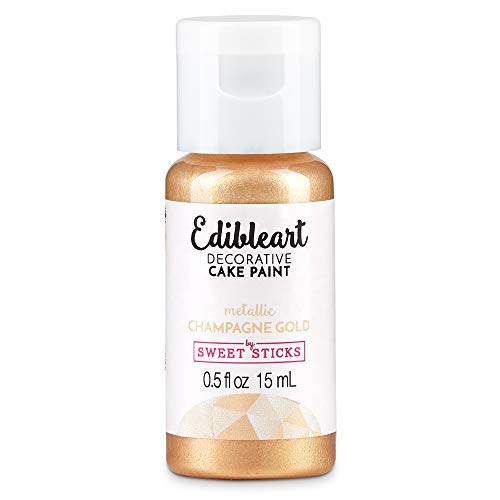 Icinginks - Sweetsticks Metallic Champagne Gold Edible Art Decorative Cake Paint 15ml - Edible Art Paint, Edible Icing Paint, Decorative Cake Paint, Edible Food Coloring, Cookie Paint, Cake Paint