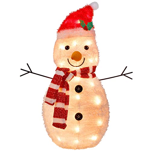 Twinkle Star 22 Inch Lighted Christmas Tinsel Snowman Decorations, Pre-Lit Light Up With 25 Count Clear Incandescent Lights, Indoor Or Outdoor Garden Yard Lawn Festive Holiday Decoration #TOP7