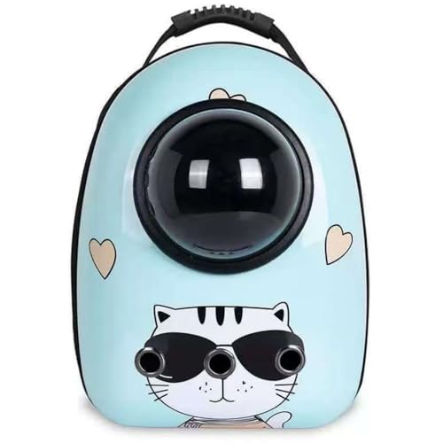 Suzapiw 猫用バッグ、拡大宇宙カプセルペットバックパック、猫ケージ猫用品、犬用バックパック、猫用お出かけ犬用バッグ、バックパック通気性猫ペットバッグ、宇宙船ペットバッグ、軽量ペットバッグ、おしゃれな猫用バックパック、犬と猫に最適 (青い眼鏡猫)