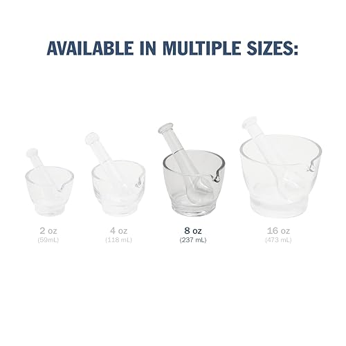 Miniatura 4 de Apothecary Products Cuenco de mortero y mortero, mezclador y molinillo para medicina, vidrio (8 oz)